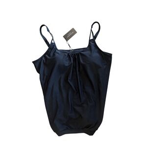 Ocean Blues Womens Black Blouson Tankini Top Adjustable Straps XL BU3268-800 NEW